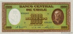 1000 Pesos - 100 Condores CHILI  1947 P.107 SPL
