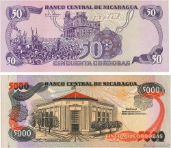 50 et 5000 Cordobas Lot NICARAGUA  1984 P.140 et P.157 UNC