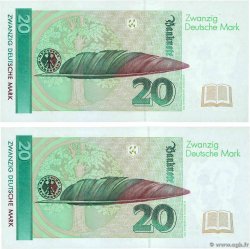 20 Deutsche Mark Lot GERMAN FEDERAL REPUBLIC  1993 P.39b fST+