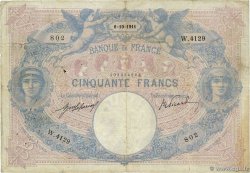 50 Francs BLEU ET ROSE FRANCIA  1911 F.14.24a MB