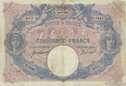 50 Francs BLEU ET ROSE FRANKREICH  1918 F.14.31 fSS