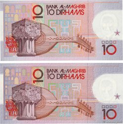 10 Dirhams Lot MAROKKO  1987 P.63a/b ST