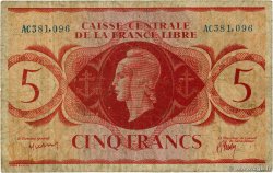 5 Francs Marianne CCFL AFRIQUE ÉQUATORIALE FRANÇAISE Brazzaville 1944 A.118b B