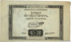 10 Livres filigrane républicain  FRANKREICH  1792 Ass.36b