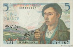 5 Francs BERGER FRANKREICH  1943 F.05.04