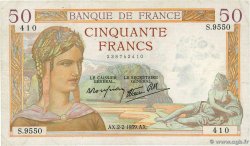 50 Francs CÉRÈS modifié FRANKREICH  1939 F.18.21