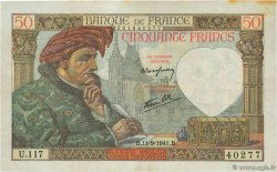 50 Francs JACQUES CŒUR FRANCE  1941 F.19.14 pr.TTB