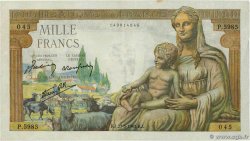 1000 Francs DÉESSE DÉMÉTER FRANKREICH  1943 F.40.25