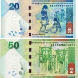 20 et 50 Dollars Lot HONG KONG  2010 P.212a et P.213a pr.NEUF