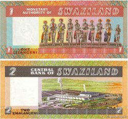 1 Lilangeni et 2 Emalangeni Lot SWAZILAND  1974 P.01a et P.02a NEUF