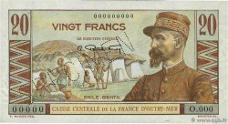 20 Francs Émile Gentil Spécimen FRENCH EQUATORIAL AFRICA  1946 P.22s