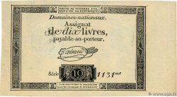 10 Livres filigrane royal Fauté FRANCE  1792 Ass.36a