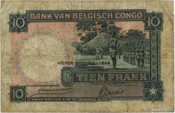 10 Francs BELGIAN CONGO  1944 P.14D G