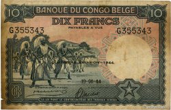 10 Francs BELGISCH-KONGO  1944 P.14D S
