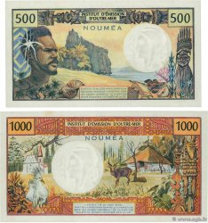 500 et 1000 Francs Lot NOUVELLE CALÉDONIE  1970 P.60a et P.61 SC+