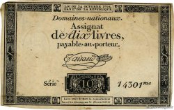 10 Livres filigrane républicain  FRANKREICH  1792 Ass.36c