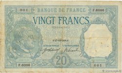 20 Francs BAYARD FRANCE  1918 F.11.03a