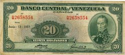 20 Bolivares VENEZUELA  1957 P.032c q.MB