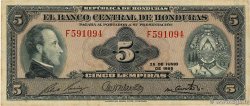 5 Lempiras HONDURAS  1965 P.051b q.BB