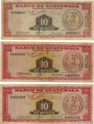 10 Quetzales Lot GUATEMALA  1968 P.054d/e RC a BC