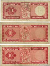 10 Quetzales Lot GUATEMALA  1968 P.054d/e SGE to S