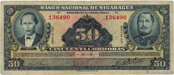 50 Cordobas NICARAGUA  1957 P.103a VG