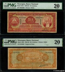 10 et 20 Cordobas Lot NICARAGUA  1959 P.101b et P.102a VF