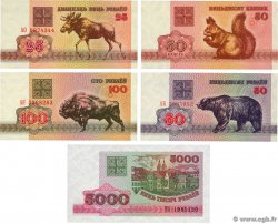 50 Kopeks au 5000 Rubles Lot BELARUS  1992 P.01, P.06, P.07, P.08 et P.12 UNC-