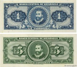 1 et 5 Cordobas Lot NICARAGUA  1962 P.107 et P.108a UNC-