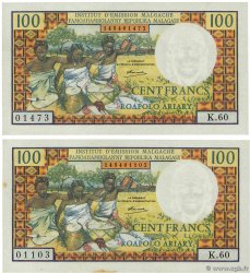 100 Francs - 20 Ariary MADAGASCAR  1966 P.057a SUP+