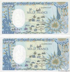 1000 Francs Lot CONGO  1991 P.10c UNC-