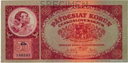50 Korun Spécimen TSCHECHOSLOWAKEI  1929 P.022s fST+