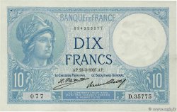 10 Francs MINERVE FRANCE  1927 F.06.12 AU-