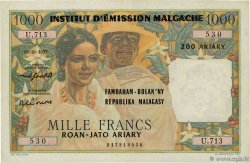 1000 Francs - 200 Ariary MADAGASCAR  1961 P.054 MBC
