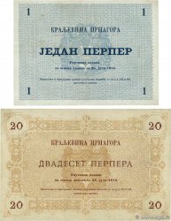 1 Perper et 20 Perpera Lot MONTENEGRO  1914 P.15 et P.19 fVZ