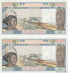 5000 Francs Consécutifs WEST AFRIKANISCHE STAATEN  1987 P.108Ap fST+