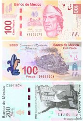 100 et 200 Pesos Lot MEXICO  2007 P.124, P.129 et P.130