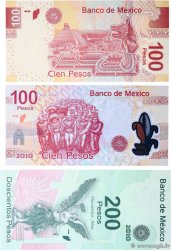 100 et 200 Pesos Lot MEXIQUE  2007 P.124, P.129 et P.130 NEUF
