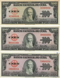 100 Pesos Lot CUBA  1950 P.082a/b/c MBC a EBC