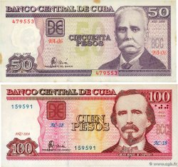 50 et 100 Pesos Lot CUBA  1998 P.119a et P.129a TTB