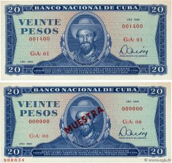 20 Pesos Lot KUBA  1983 P.105cs et P.105c fST+