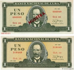 1 Peso Lot CUBA  1986 P.102cs2 et P.102c pr.NEUF