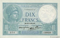 10 Francs MINERVE modifié FRANCIA  1939 F.07.03