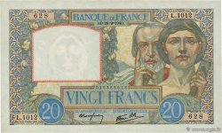20 Francs TRAVAIL ET SCIENCE FRANCE  1940 F.12.07 AU+