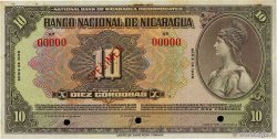 10 Cordobas Spécimen NICARAGUA  1939 P.066s2 EBC+