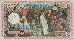 5000 Francs antillaise Spécimen FRENCH GUIANA  1960 P.28s UNC-