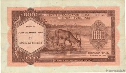 1000 Francs REPúBLICA DEMOCRáTICA DEL CONGO  1962 P.002a BC+
