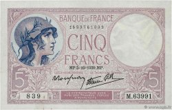5 Francs FEMME CASQUÉE modifié FRANCE  1939 F.04.11