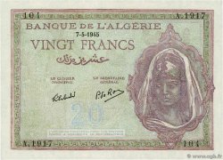 20 Francs ALGERIA  1945 P.092b q.FDC