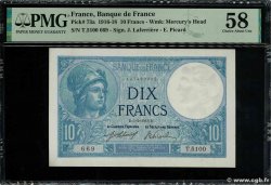 10 Francs MINERVE FRANKREICH  1918 F.06.03 fST